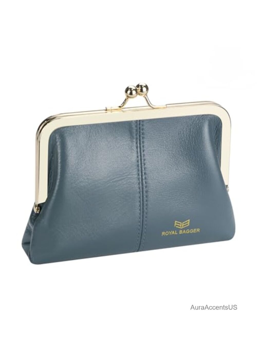 Genuine Leather RFID Blocking Kiss Lock Wallet with Card Slots & Coin Pocket